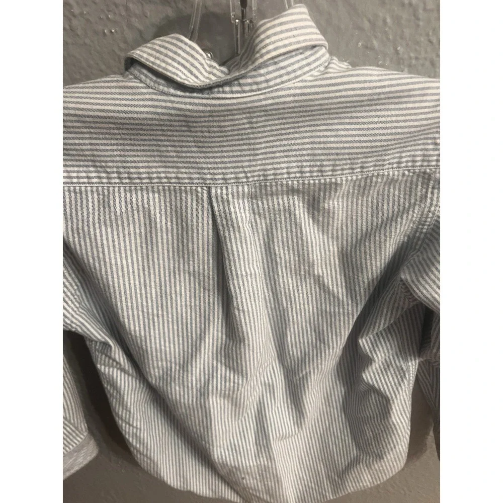 Boys Ralph Lauren blue white striped long sleeve Button Up‎ size 6 Vintage